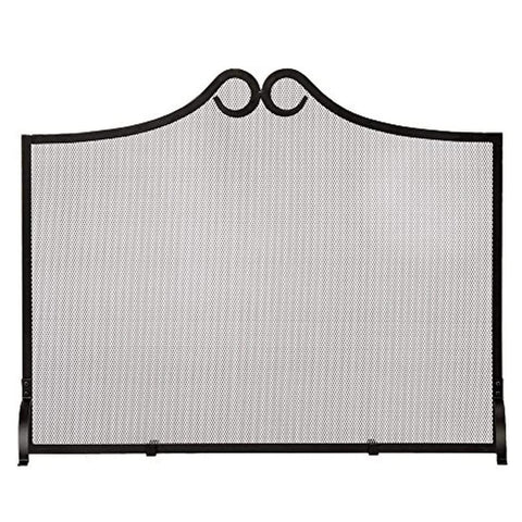 Oakestry X800410 Loops Flat Fireplace Screen, Black – Wrought Iron Frame, Durable Spark Guard Barrier, Traditional Decorative Screen for Living Room & Fire Safety