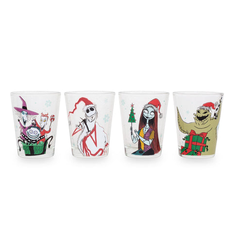 Disney The Nightmare Before Christmas Ghostly Greetings 2-ounce Mini Whiskey Shot Glass Cups, Set of 4