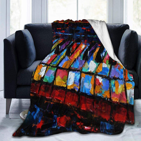 Lupan Blanket Vintage Art Color Piano Keys Music Fleece Blanket Foldrable Throw Blanket Washable Couch Sofa Fuzzy Blanket Reversible Plush Blanket Beach Blanket for Home Office