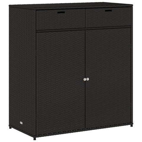 vidaXL Outdoor Storage Box, Large Deck Box PE Rattan with Magnetic Closure Weather Resistant, Stylish Modern Design with Ample Space for Tools and Cushions, Black 41.3"x21.7"x44.5"