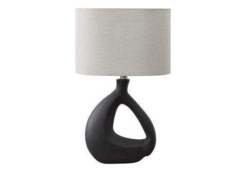 Monarch Specialties I 9881 Lighting, 23" H, Table Lamp, Black Resin, Grey Shade, Contemporary, Modern