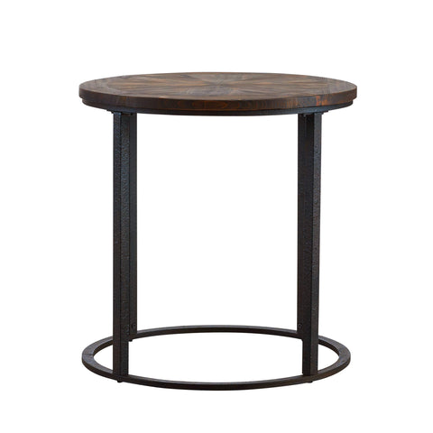 SEI Furniture Landsmill Round Industrial End Table, Natural