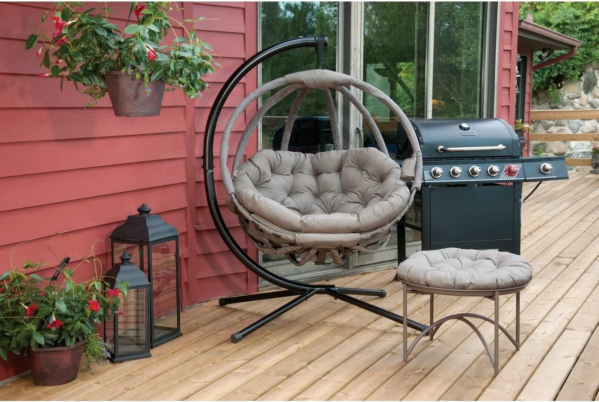 FlowerHouse FHOV100-SAND Hanging Ball Chair w/Stand - Overland Sand