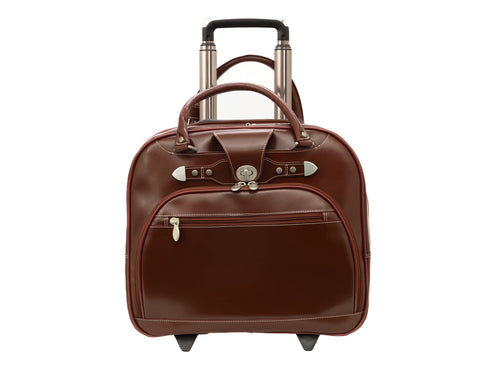 MCKLEIN REDWOOD, 15" Leather Wheeled Ladies' Laptop Briefcase