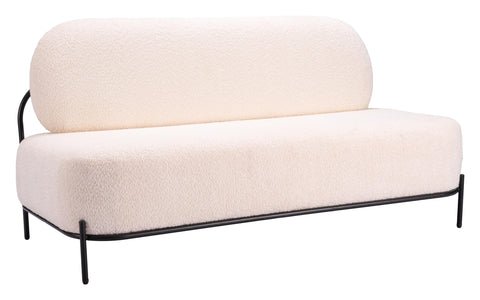 Zuo Arendal Sofa Vanilla, White Sofa, Modern Style, Textured Weave, Seats up to 2, Plywood, Indoor Living, 63.4" W x 28.7" D x 30.7" H, Non-Stackable