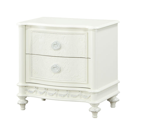 Acme Dorothy Transitional Wood 2 Drawers Nightstand in Ivory
