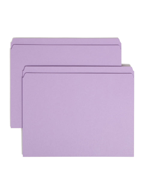 Smead File Folder, Reinforced Straight-Cut Tab, Letter Size, Lavender, 100 per Box (12410)