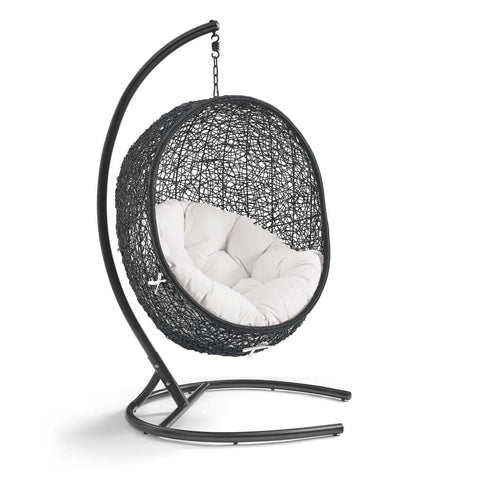 Modway Encase Sunbrella® Swing Outdoor Patio Lounge Chair in Black White