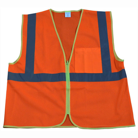 Petra Roc OVM2-CB0-4X/5X ANSI Class 2 Zipper Closure Safety Vest with 1 Chest Pocket, 4X-Large/5X-Large, Orange Mesh
