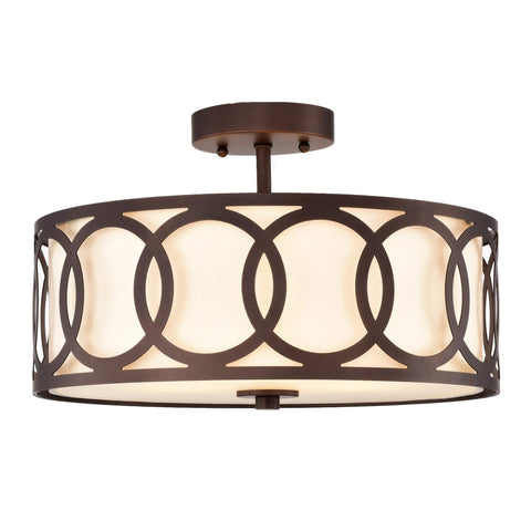 Benjara CH2S415RB15-SF3 Bronx Transitional 3 Light Semi-Flush Ceiling Fixture 15" Wide, Oil Rubbed Bronze