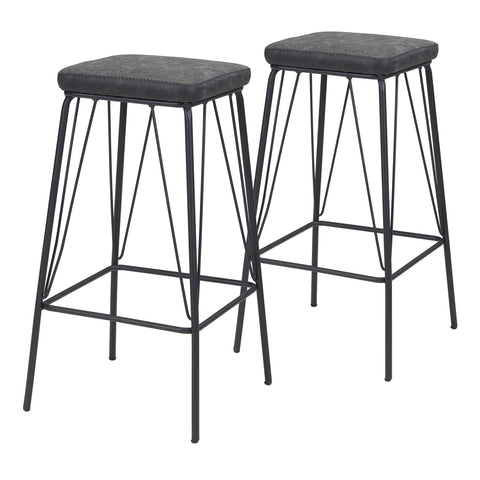 Zuo Samuel Barstool (Set of 2) Vintage Black