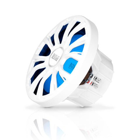 BOSS Audio Systems MRGB10W 10 Inch Boat Subwoofer - 800 Watts Max, Dual 2 Ohm Voice Coil, Multicolor Illumination, Weatherproof, Sold Individually