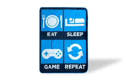 Eat Sleep Game Repeat Large Gamer Fleece Throw Blanket | Soft Blankets and Throws for Video Game Enthusiasts | Officially Licensed Video Game Throw Blankets | Measures 60 x 45 Inches