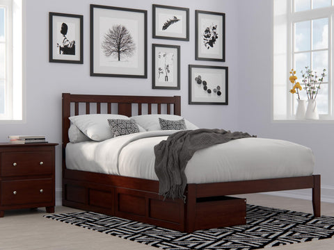 Tahoe Full Bed with USB Turbo Charger and 2 Drawers in Walnut