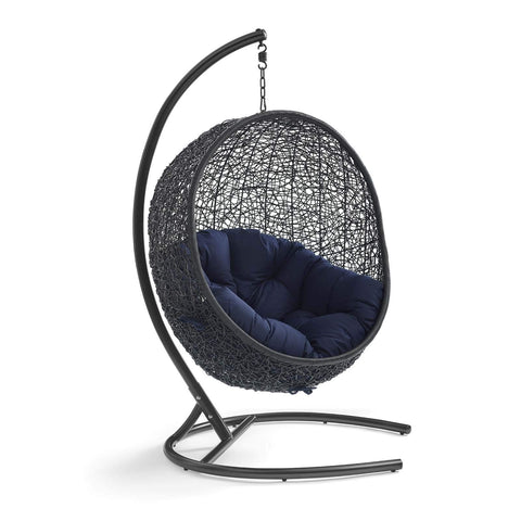 Modway EEI-739-NAV-SET Encase Swing Outdoor Patio Lounge Chair, With Stand, Navy