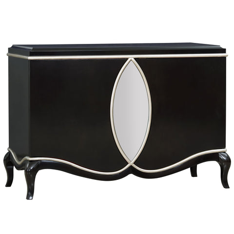 Acme Ashor Wood and Glass 2-Door Rectangular Console Cabinet in Black