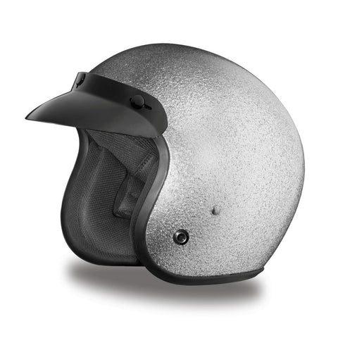Daytona Cruiser Helmet - Silver Metal Flake - Lightweight 3/4 Shell Motorcycle Helmet with Removable Gloss Black Bubble Visor Added - Bluetooth Compatible - XS - 2.10 Pounds
