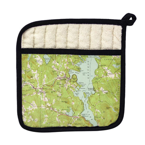 Betsy Drake PT653 Sunapee Lake NH Nautical Map Pot Holder