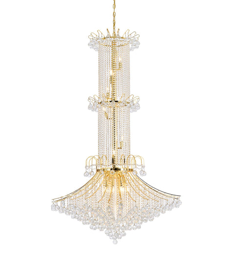 Elegant Lighting 8008G44G/RC Royal Cut Clear Crystal Toureg 20-Light, Three-Tier Crystal Chandelier, 44" x 72", Gold Finish