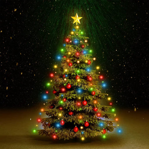 vidaXL Indoor and Outdoor Christmas Tree Net Lights - 180 Colorful Energy Efficient LEDs with 8 Lighting Effects - 70.9" PVC Light Ropes