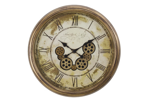 Monarch Specialties I 9071 Clocks, 23" Round, Gear Mechanism, Wall Clock, Antique Brown