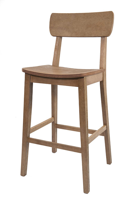 Boraam Torino Bar Height Wood Kitchen Bar Stool - Barnwood Wire-Brush