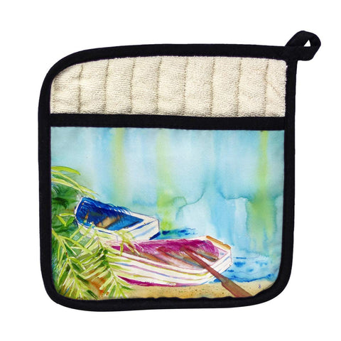 Betsy Drake PT809 Watercolor Rowboats Pot Holder