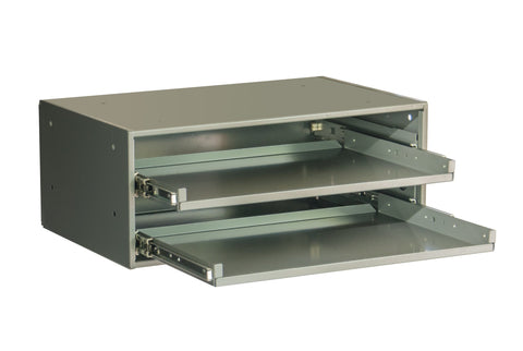 Large Bearing Slide Rack Holds 2 Compartment Boxes Heavy Duty Steel Gray