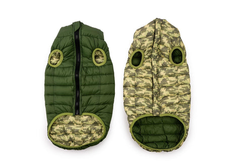 Winchester Pet Premium Reversible Dog Puffer Vest, Green, Large