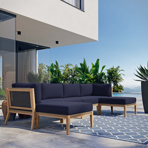 Modway Clearwater Sectional, 6-Piece Set, Gray Navy