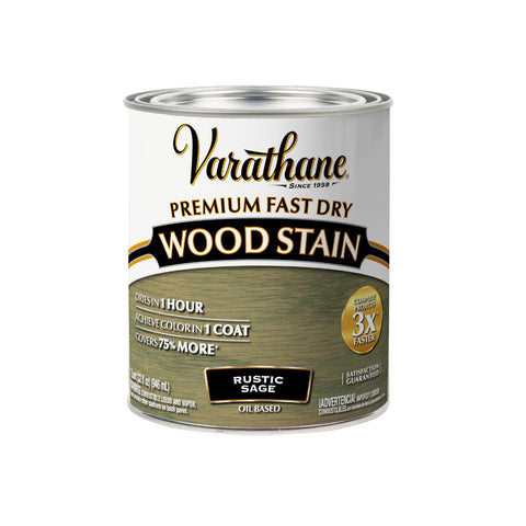Varathane Premium Fast Dry Wood Stain | 1 Hour Dry Time | 1 Coat Color | Interior Wood Stain | Furniture, Cabinets, Doors, Trim | Quart | Rustic Sage