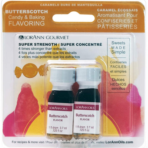 LorAnn Oils Super Strength Flavoring - Used For Candy Making, Flavoring, Baking, Hard Candy, & Flavor Oils - Bold, Natural Flavors 4X Stronger Than Extracts - Butterscotch, Pack of 2, 0.125 fl oz