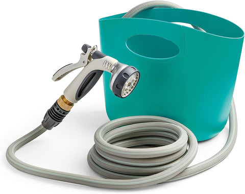 GF Garden Watering Hose Reels 50 ft. Self Expandable Hose Kit Aquago - Blue