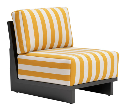 Zuo Shoreline Accent Chair Yellow, Yellow Accent Chair, Modern Style, Outdoor Fabric, Removable and Washable Cushion Cover, Aluminum, Outdoor Living, 26.4" W x 31.5" D x 31.5" H, Non-Stackable