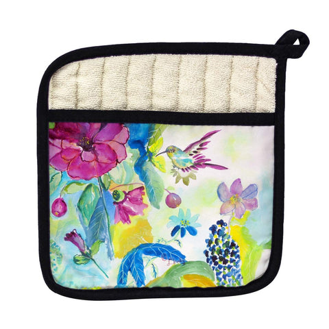 Betsy Drake PT1042 Hummingbird & Garden Pot Holder