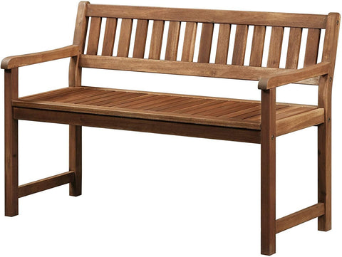 Linon Catalan Sturdy Acacia Solid Wood Outdoor Bench in Acorn Brown Stain
