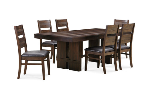 Moti Scottsdale 7-Piece Extendable Dining Set with 6 Solid Wood Antique Brown Chairs