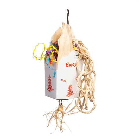 Prevue Pet Products Takeout - Playfuls Forage & Engage Bird Toy, Cage Accessories for Parrots, Conures, Cockatiels, Budgies, and Small to Medium Birds, Encourages Chewing, Climbing, and Shredding