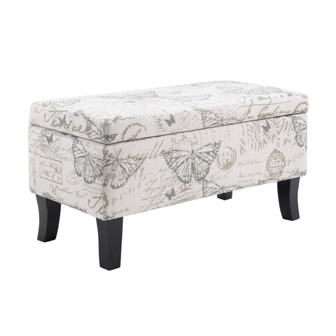 Convenience Concepts Designs4Comfort Winslow Storage Ottoman Bench 32" - Transitional Upholstered Footstool & Seat, for Living Room, Entryway, Hallway, & Bedroom, Butterfly Fabric