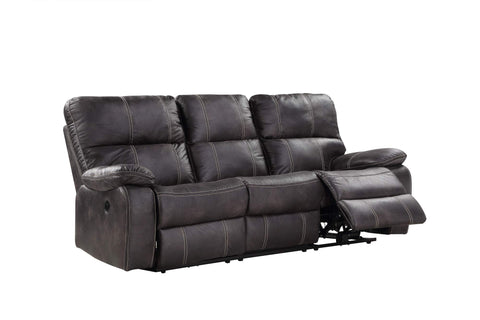 Madrona Burke Zoey Dark Graphite 84" Power Sofa with Dual Recliners, Microsuede Upholstery, and USB Charging Station