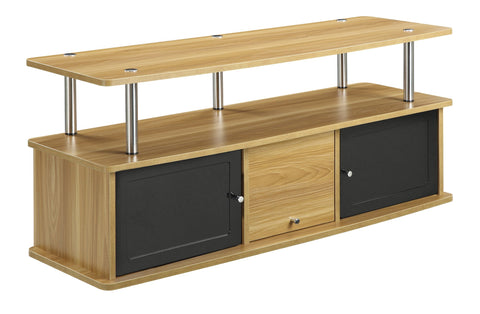 Convenience Concepts Designs2Go 50 inch TV Stand with 3 Storage Cabinets and Shelf, Light Oak