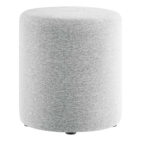 Modway Callum 16 Inch Round Ottoman in Heathered Weave Light Gray - Woven Heathered Fabric - Upholstered Ottoman for Living Room - Ottoman Side Table, Vanity Seat, Accent Table or Footrest Ottoman