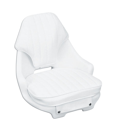 Moeller Heavy Duty Narrow Boat Helm Seat, Cushion, and Mounting Plate Set (24.5" x 19.5" x 17", White)
