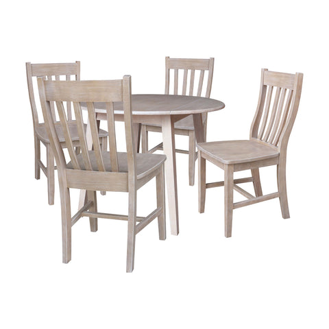 International Concepts 42" Round Dual Drop Leaf Dining Table with 4 Chairs