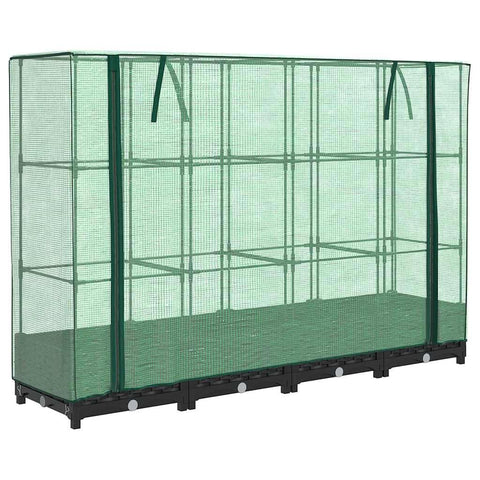 vidaXL Rattan Look Raised Bed with Greenhouse Cover 63X15.7X48.4 in Water Resistant Planter Box for Outdoor Gardening Balcony Usage Durable Synthetic Material Beds Garden Flower Vegetable