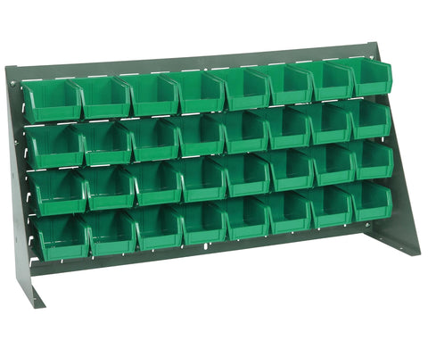 Quantum Storage Systems QBR-3619-210-32GN Ultra Bin Complete Bench Rack Package with 32 Ultra Bins, 36" x 8" x 19" , Green