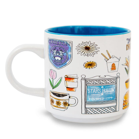 Gilmore Girls Stars Hollow Allover Icons Ceramic Stacking Mug | Large Coffee Cup For Espresso, Caffeine, Beverages, Home & Kitchen Essentials | Cute Gifts and Collectibles | Holds 13 Ounces