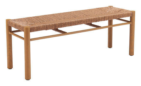 Zuo Iska Bench Natural, Natural Bench, Modern Style, Seats up to 2, Aluminum, Outdoor Dining, 47.2" W x 14.8" D x 17.7" H