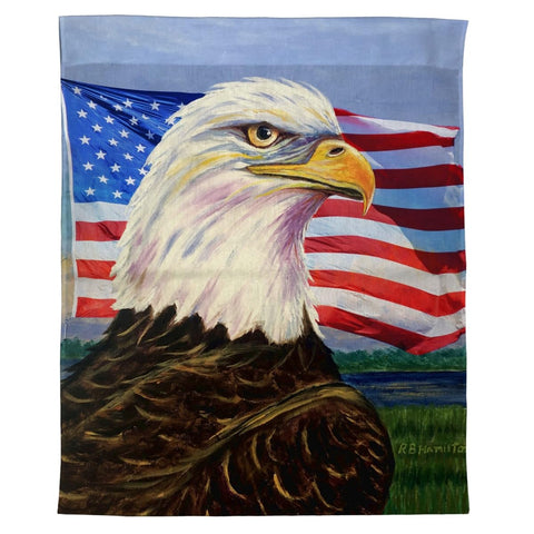 Betsy Drake TP1397 24 x 30 in. Eagle & US Flag Outdoor Wall Hanging
