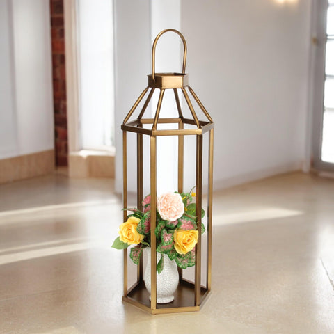 Cheungs Novara Hexagon Metal Lantern - Gold 6069GD